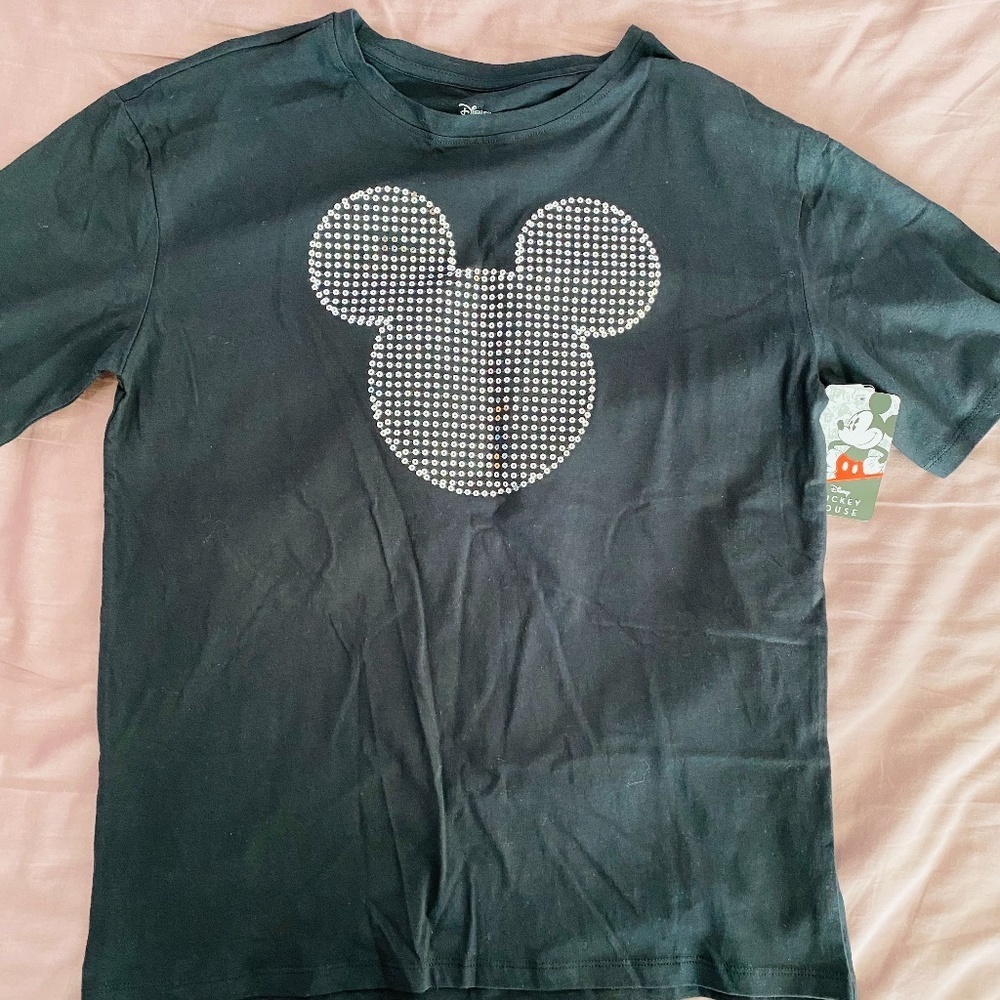 Disney - Mickey Mouse T-Shirt with Sparkly Silver Sequins - Brand New with Tags! - Picture 1 of 2